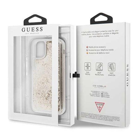 Guess Liquid Glitter Hearts - iPhone 11 Pro Tasche (Gold)