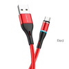 Borofone - USB-A to microUSB cable with magnetic tip and backlight, 1.2 m (Red)