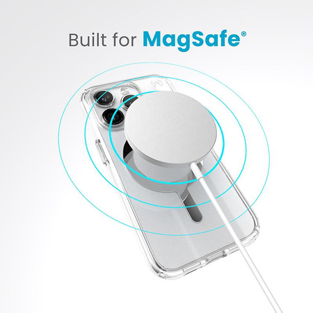 Speck Presidio Perfect-Clear MagSafe - iPhone 15 Pro Hülle (Transparent / Chrom-Finish / Serene Silver)