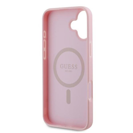 Guess Anneau Grainé MagSafe - Coque iPhone 16 Plus (rose)