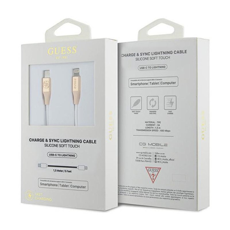 Guess Ebossed Logo - USB-C to Lightning cable MFi certified 1.5m (gold)