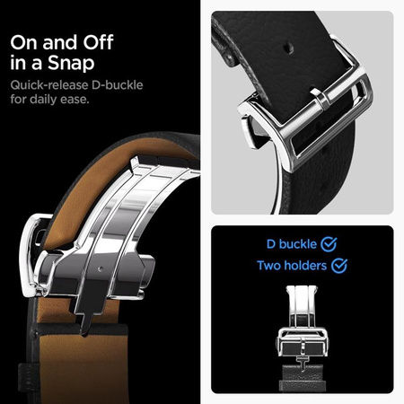 PASEK DO GALAXY WATCH 8 | 8 CLASSIC 40 44 46 mm SPIGEN SKÓRZANY CZARNY
