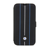 BMW Booktype Leather Stamp Blue Lines - Étui pour iPhone 14 Pro (noir)