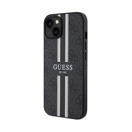 Guess 4G Printed Stripes MagSafe - iPhone 15 Tasche (schwarz)