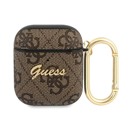 Guess 4G Script Metal Collection- étui AirPods 1/2 gen (marron)