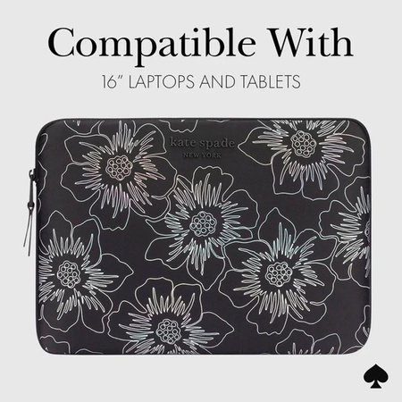 Kate Spade New York Puffer Sleeve - obal na MacBook Pro 16" / Laptop 16" (Hollyhock Iridescent Black)