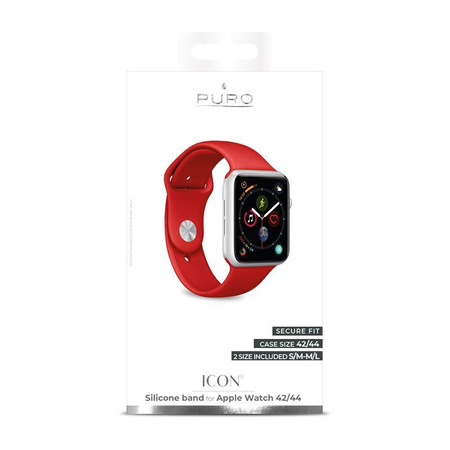 PURO ICON - Elastický sportovní řemínek pro Apple Watch 42/44/45 mm (S/M a M/L) (červený)