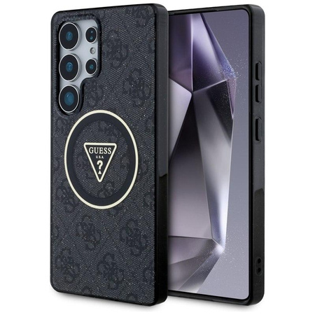 Guess 4G Glitter Triangle Buttons MagSafe - Hülle für Samsung Galaxy S25 Ultra (schwarz)