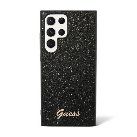 Guess Glitter Flakes Metall Logo Tasche - Samsung Galaxy S24 Ultra (schwarz)