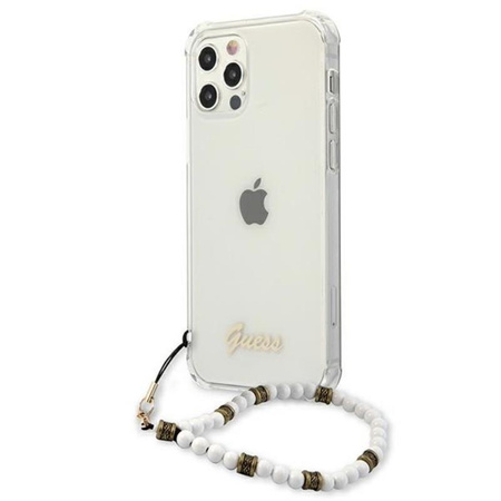 Guess fehér gyöngyház szíj - iPhone 12 Pro Max tok (átlátszó)