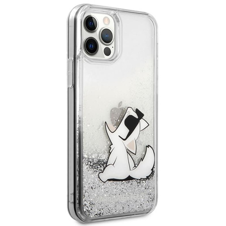 Karl Lagerfeld Liquid Glitter Choupette Fun - iPhone iPhone 12 / iPhone 12 Pro Case (silver)