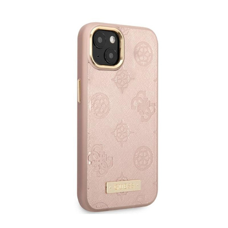 Guess Peony Logo Plate MagSafe - Etui iPhone 13 (różowy)