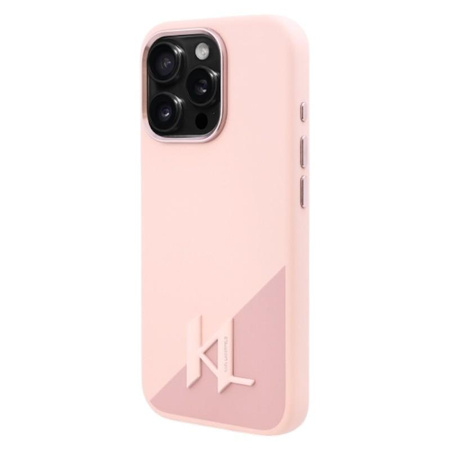 Karl Lagerfeld Silicone Shadow Metal Initial MagSafe - Pouzdro pro iPhone 16 Pro Max (růžové)
