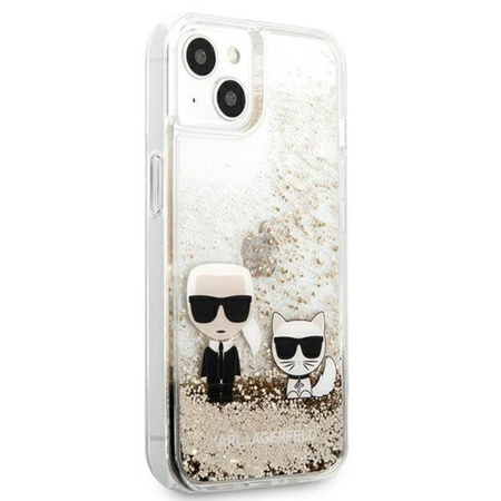 Karl Lagerfeld Liquid Glitter Karl & Choupette - iPhone 13 Mini Case (Gold)