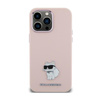 Karl Lagerfeld szilikon Choupette fém kitűző - iPhone 15 Pro Max tok (rózsaszín)