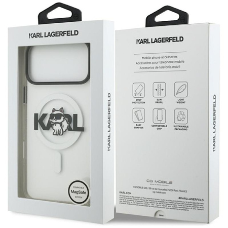Karl Lagerfeld IML Choupette Sketch Logo MagSafe - Pouzdro pro iPhone 17 Pro (průhledné)