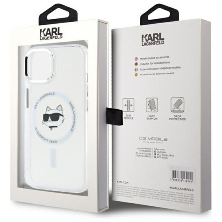 Karl Lagerfeld IML Metal Choupette Head MagSafe - iPhone 15 Case (white)