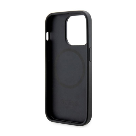 Guess 4G Coque MagSafe à rayures imprimées - iPhone 14 Pro Case (Noir)