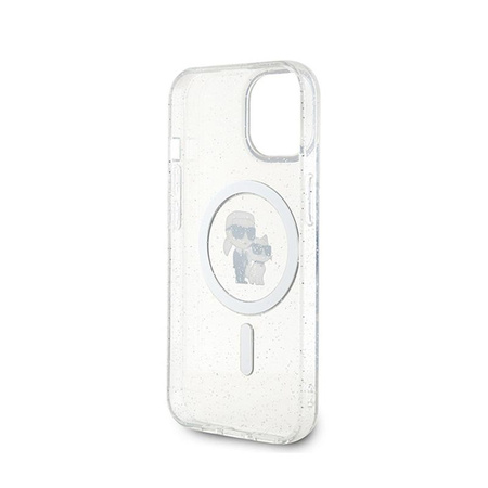 Karl Lagerfeld Karl & Choupette Glitter Magsafe - pouzdro pro iPhone 15 Plus (průhledné)