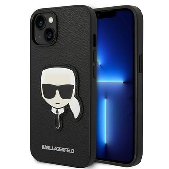 Karl Lagerfeld Saffiano Karl Head Patch Case - Étui pour iPhone 14 (noir)
