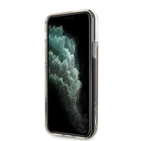 Guess Liquid Glitter Hearts - iPhone 11 Pro Tasche (Gold/Rot)