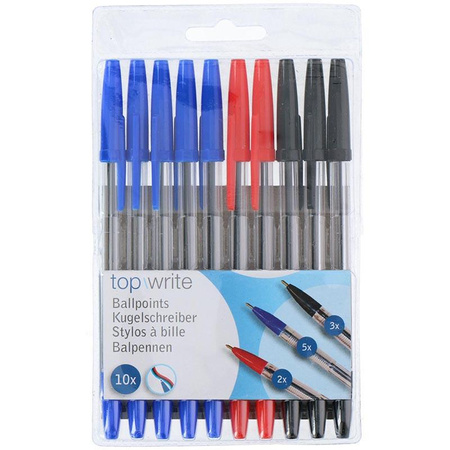 Topwrite - Set of ballpoint pens 10 pcs. (blue/black/red)