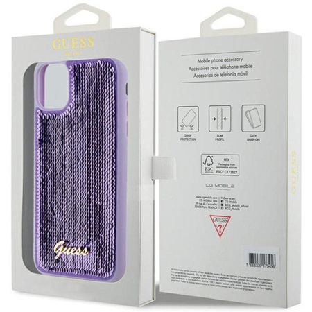 Guess Paillettenschrift Metall - iPhone 11 Hülle (lila)