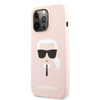 Silikonové pouzdro Karl Lagerfeld Iconic Karl`s Head - iPhone 13 Mini (růžové)