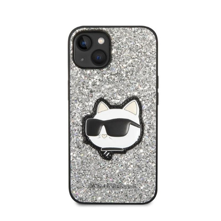 Karl Lagerfeld NFT Glitter Choupette Patch - pouzdro pro iPhone 14 (stříbrné)