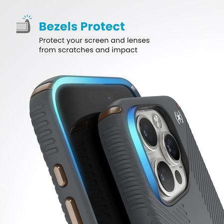 Speck Presidio2 Grip - iPhone 16 Pro tok (szénszürke / hideg bronz / fehér)