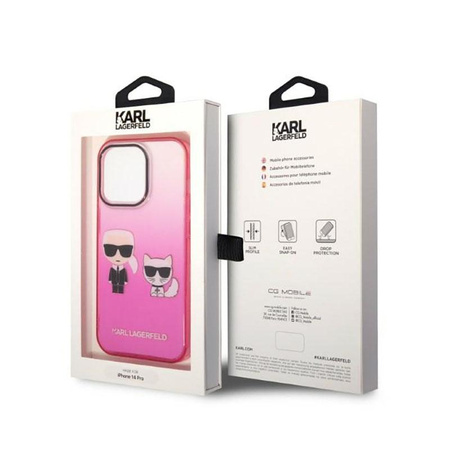 Karl Lagerfeld Gradient Ikonik Karl & Choupette - iPhone 14 Pro tok (rózsaszín)