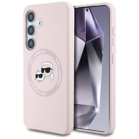 Karl Lagerfeld Silikon Doppelköpfe und Kreis MagSafe - Samsung Galaxy S25 Fall (rosa)