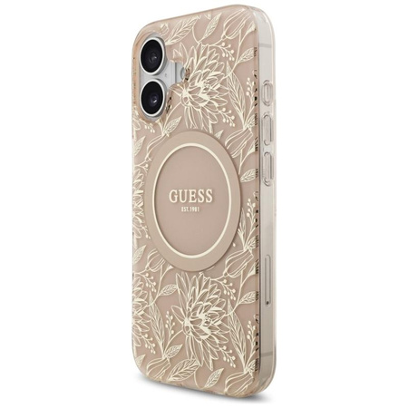 Guess IML Flowers Electro Pearl Strap MagSafe - Pouzdro iPhone 17 (růžový)