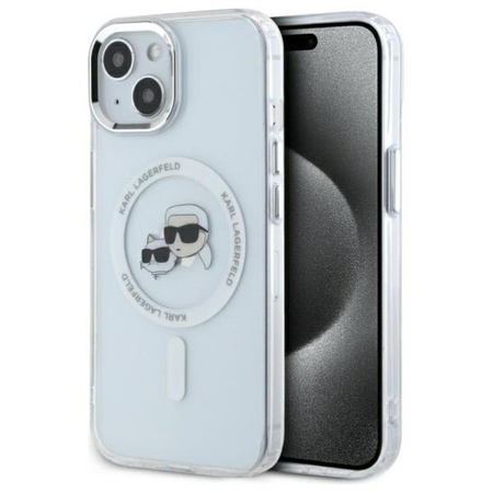 Karl Lagerfeld IML Metal Karl & Choupette Head MagSafe - iPhone 15 Case (white)