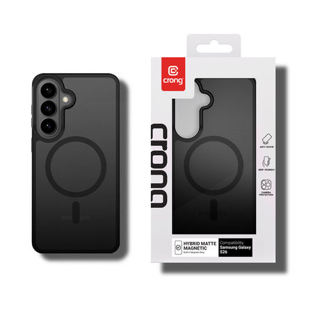 Crong Hybrid Matte Magnetic - MagSafe Hülle für Samsung Galaxy S26 (Schwarz)