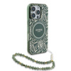 Guess IML Flowers Allover Electro avec sangle perlée Etui MagSafe pour iPhone 16 Pro (vert)