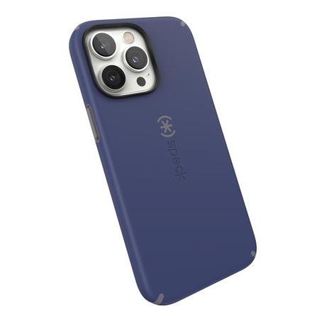 Speck CandyShell Pro - Coque pour iPhone 14 Pro Max avec revêtement MICROBAN (Bleu prussien / Gris nuage)