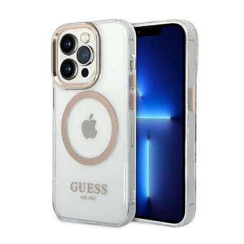 Guess Metal Outline Magsafe - iPhone 14 Pro Max Tasche (Transparent / Gold)