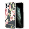 Guess Flower Glänzende Kollektion N3 - iPhone 11 Pro Tasche (Marine)