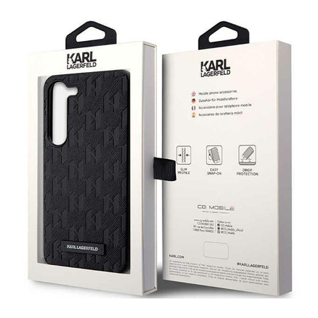 Karl Lagerfeld Saffiano Monogramm Metall Logo - Samsung Galaxy S23 Tasche (schwarz)