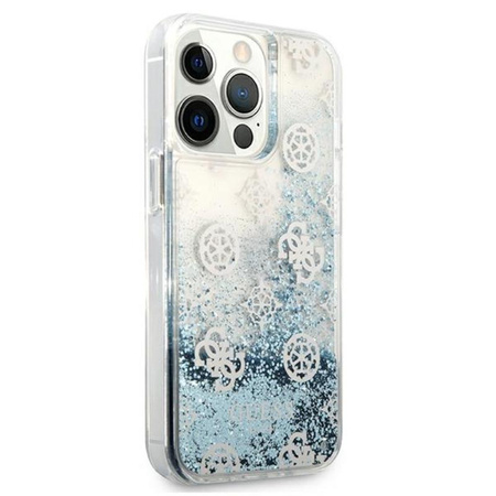 Guess Peony Liquid Glitter - iPhone 13 Pro Tasche (blau)