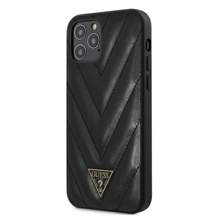Guess V Quilted - Coque iPhone 12 Pro Max (noir)