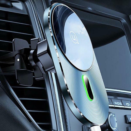 USAMS US-CD170 - Magnetic car mount with 15W wireless charging (black)