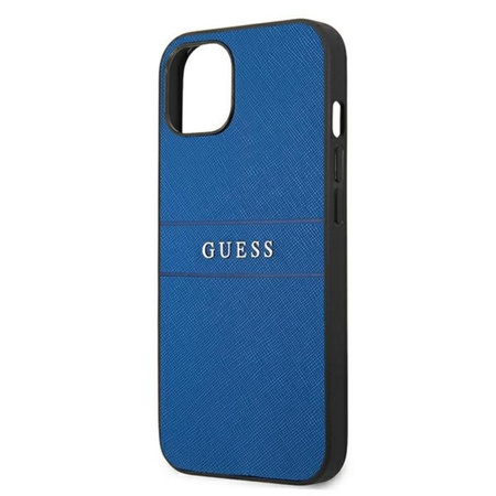 Guess Saffiano Metall-Logo-Streifen - iPhone 13 mini Tasche (blau)