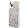 Karl Lagerfeld Monogram Liquid Glitter - pouzdro pro iPhone 14 (stříbrné)