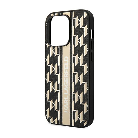 Karl Lagerfeld Monogram Stripe - Coque iPhone 14 Pro (marron)