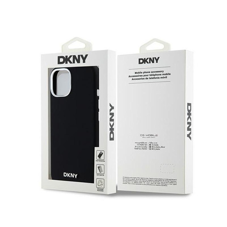 DKNY Liquid Silicone Small Metal Logo MagSafe - pouzdro pro iPhone 15 / 14 / 13 (černé)