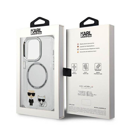 Karl Lagerfeld Karl&Choupette Aluminium MagSafe - Hülle für iPhone 14 Pro Max (Klar)