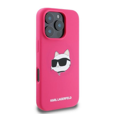 Karl Lagerfeld Silicone Choupette Head Print MagSafe – Pouzdro iPhone 16 Pro Max (fuchsiové)