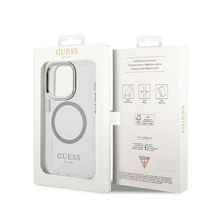 Pouzdro Guess Metal Outline MagSafe - iPhone 14 Pro Max (průhledné)